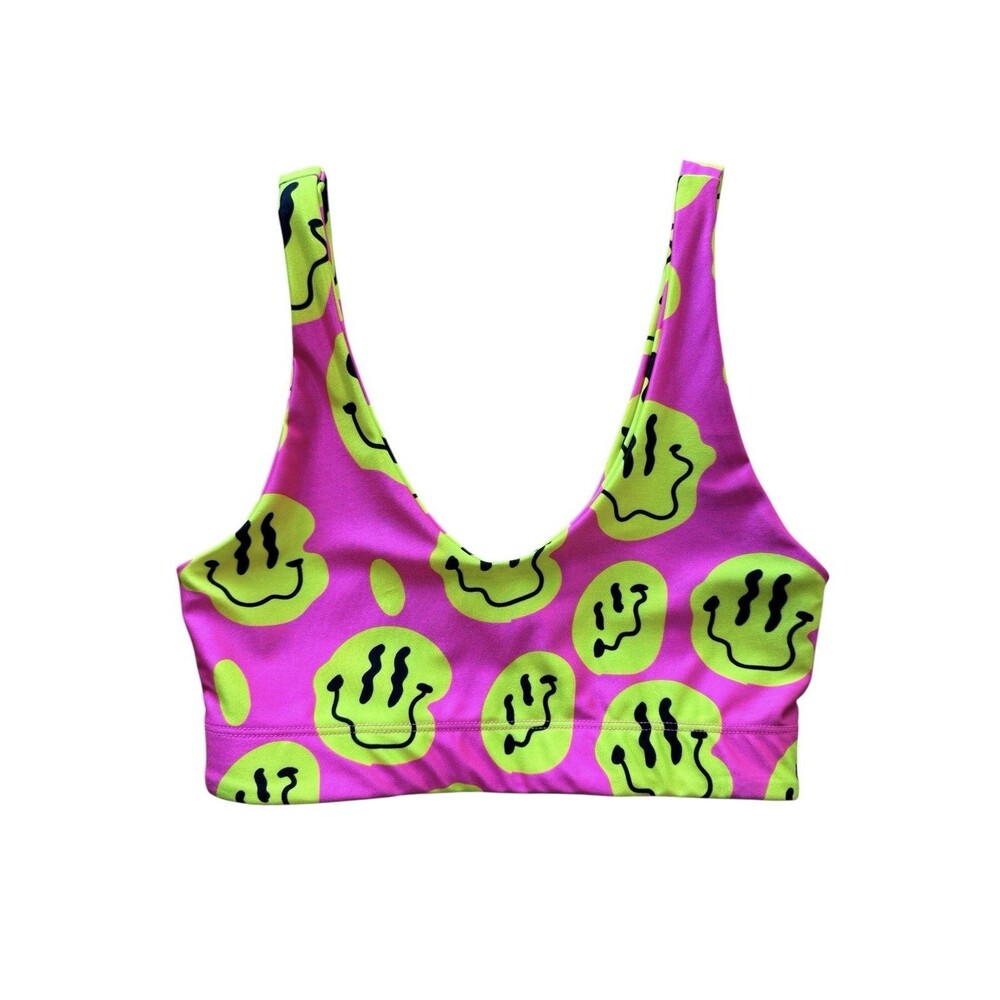 Goldsheep Sports U Shape Bra XS Smiley Hot Pink Athletic Running Gym Training